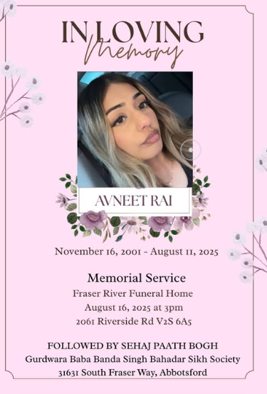 Avneet Rai Abbotsford BC Obituary – Avneet Rai Cause of Death – Avneet Rai Has Passed Away Unexpectedly